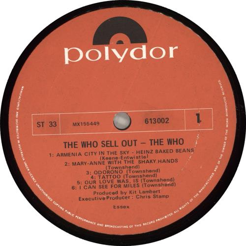 The Who Sell Out vinyl LP album (LP record) Australian WHOLPSE715712