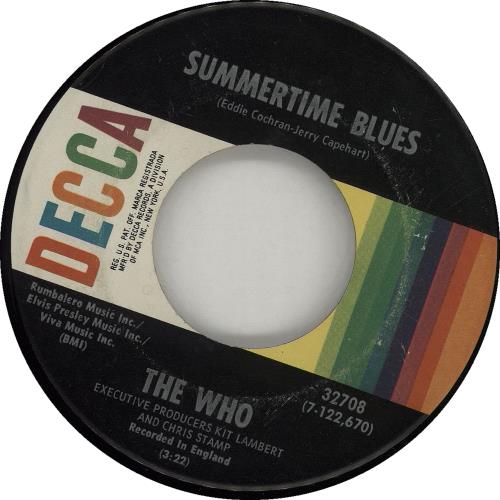 The Who Summertime Blues 7" vinyl single (7 inch record / 45) US WHO07SU76809