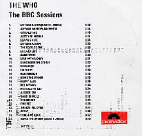 The Who The BBC Sessions CD-R acetate UK WHOCRTH153042