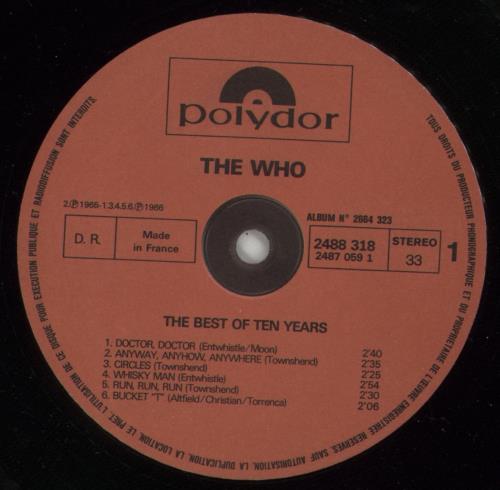 The Who The Best Of The Last Ten Years '64 - '74 2-LP vinyl record set (Double LP Album) French WHO2LTH203338