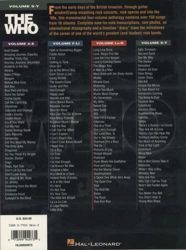 The Who The Definitive Collection - Volume Lo-R book UK WHOBKTH874006