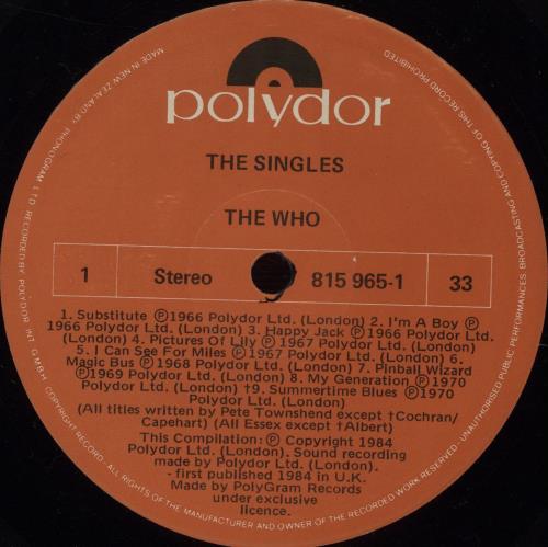 The Who The Singles vinyl LP album (LP record) New Zealand WHOLPTH670942