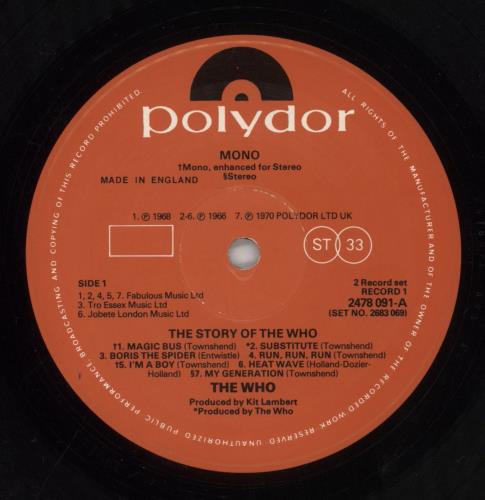 The Who The Story Of The Who 2-LP vinyl record set (Double LP Album) UK WHO2LTH352143