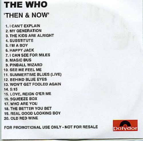 The Who Then & Now CD-R acetate UK WHOCRTH287558