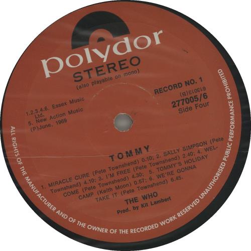 The Who Tommy 2-LP vinyl record set (Double LP Album) South African WHO2LTO644923
