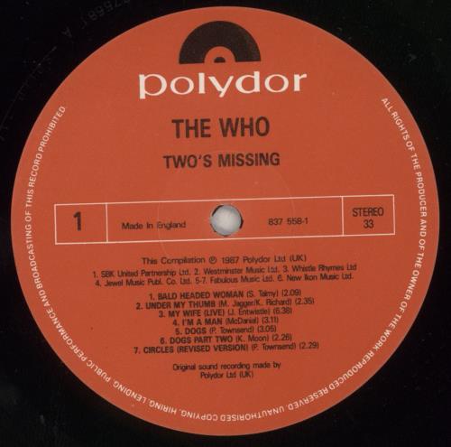 The Who Two's Missing - A/B1-U - Shrink vinyl LP album (LP record) UK WHOLPTW874148