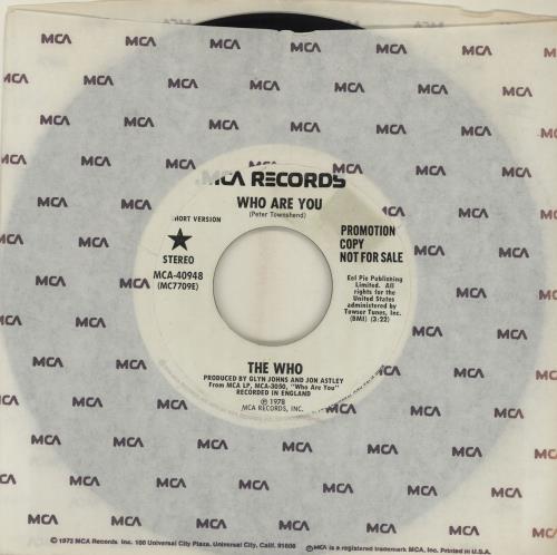 The Who Who Are You 7" vinyl single (7 inch record / 45) US WHO07WH115991