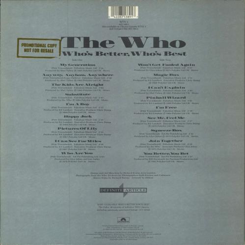 The Who Who's Better, Who's Best vinyl LP album (LP record) UK WHOLPWH786574