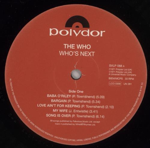 The Who Who's Next - 180gram Virgin Vinyl vinyl LP album (LP record) UK WHOLPWH164520