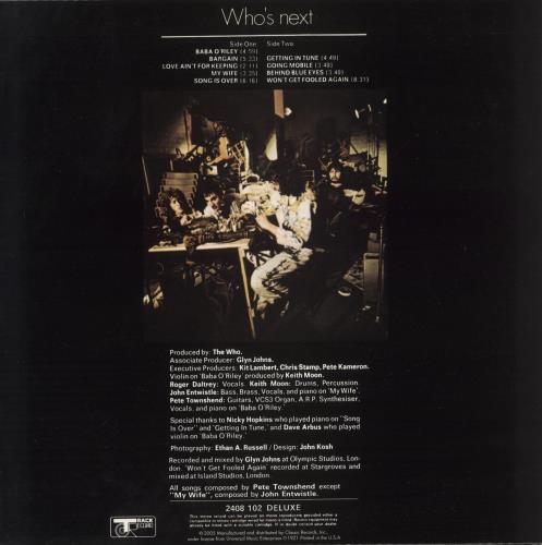 The Who Who's Next - 200gm vinyl LP album (LP record) US WHOLPWH509204