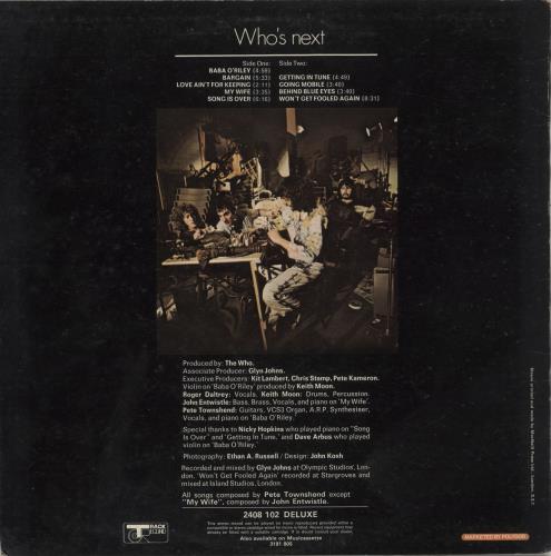 The Who Who's Next - Bilbo Lacquer Cut vinyl LP album (LP record) UK WHOLPWH875882