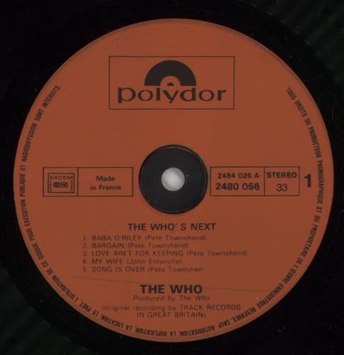 The Who Who's Next - Label Misprint vinyl LP album (LP record) French WHOLPWH871484