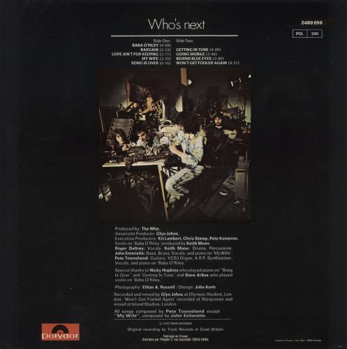 The Who Who's Next - Label Misprint vinyl LP album (LP record) French WHOLPWH871484