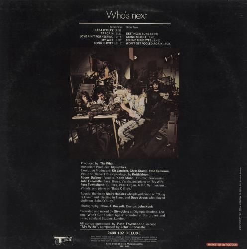 The Who Who's Next - US Pressed - VG vinyl LP album (LP record) UK WHOLPWH855481