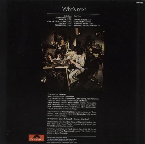 The Who Who's Next vinyl LP album (LP record) German WHOLPWH413149