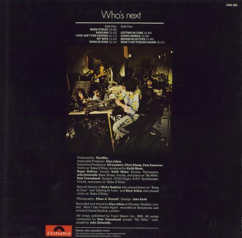 The Who Who's Next vinyl LP album (LP record) German WHOLPWH805626