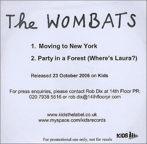 The Wombats Moving To New York CD-R acetate UK TWZCRMO382616
