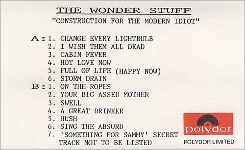The Wonder Stuff Construction For The Modern Idiot cassette album UK WONCLCO277996