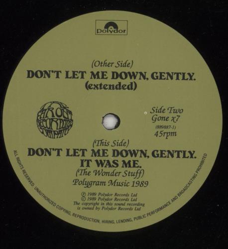 The Wonder Stuff Don't Let Me Down, Gently 12" vinyl single (12 inch record / Maxi-single) UK WON12DO57417