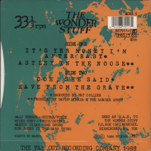 The Wonder Stuff It's Yer Money I'm After Baby 7" vinyl single (7 inch record / 45) UK WON07IT21540