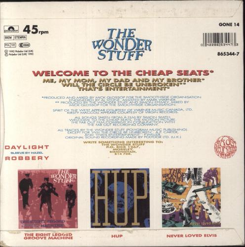 The Wonder Stuff Welcome to the Cheap Seats EP 7" vinyl single (7 inch record / 45) UK WON07WE247001