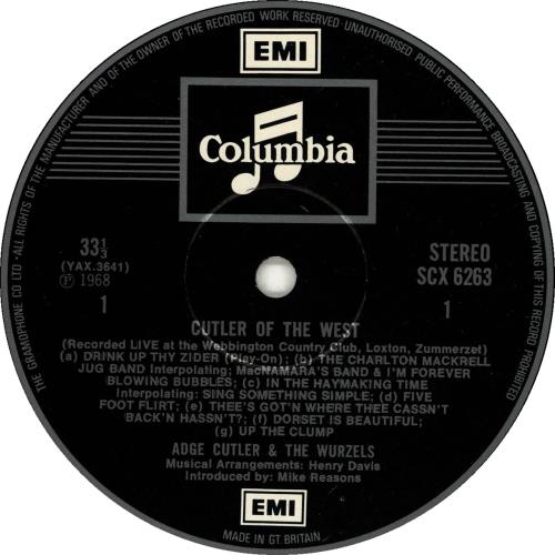 The Wurzels Cutler Of The West vinyl LP album (LP record) UK WZSLPCU663974