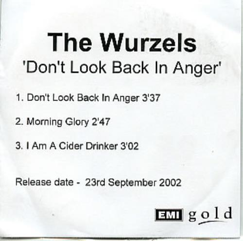 The Wurzels Don't Look Back In Anger CD-R acetate UK WZSCRDO287535