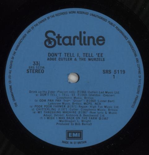 The Wurzels Don't Tell I, Tell 'Ee vinyl LP album (LP record) UK WZSLPDO458320