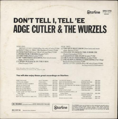 The Wurzels Don't Tell I, Tell 'Ee vinyl LP album (LP record) UK WZSLPDO458320