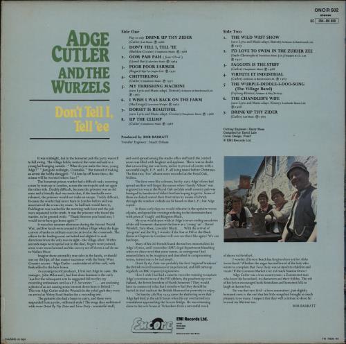 The Wurzels Don't Tell I, Tell 'Ee vinyl LP album (LP record) UK WZSLPDO762466