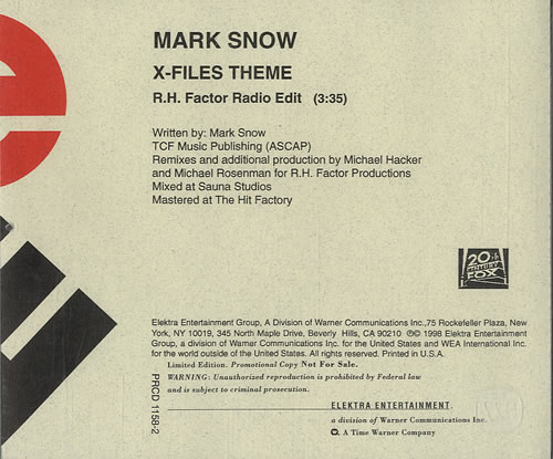 The X-Files X-Files Theme CD single (CD5 / 5") US X-FC5XF505949