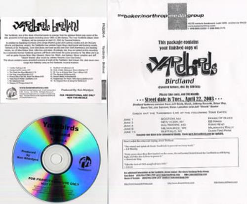 The Yardbirds Birdland CD-R acetate US YDBCRBI236680