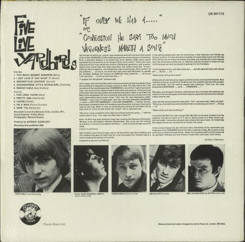 The Yardbirds Five Live Yardbirds vinyl LP album (LP record) UK YDBLPFI341786