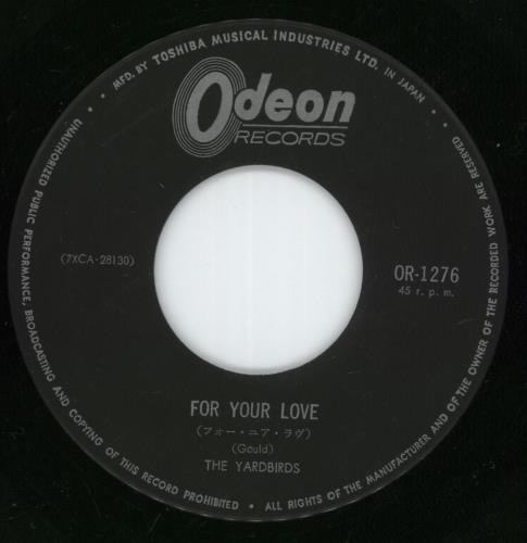 The Yardbirds For Your Love 7" vinyl single (7 inch record / 45) Japanese YDB07FO403651