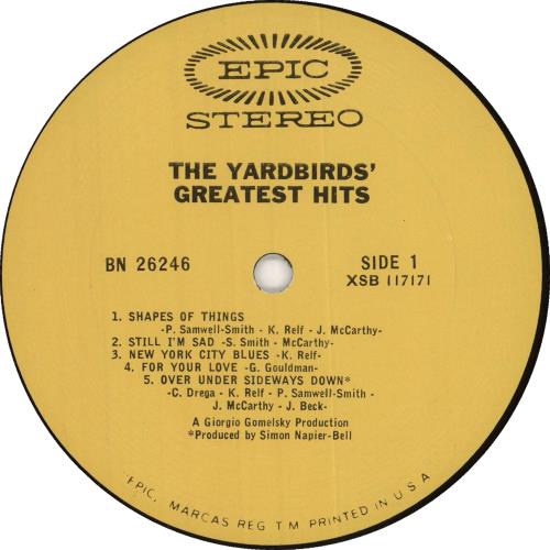 The Yardbirds Greatest Hits - shrink vinyl LP album (LP record) US YDBLPGR202638