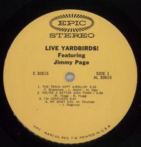 The Yardbirds Live Yardbirds Featuring Jimmy Page vinyl LP album (LP record) US YDBLPLI859292