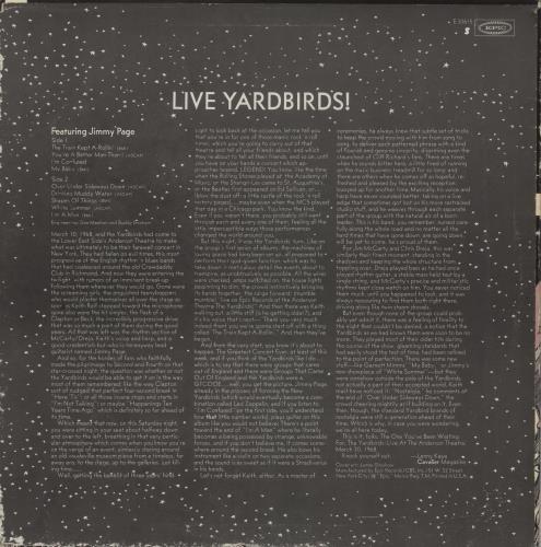 The Yardbirds Live Yardbirds Featuring Jimmy Page vinyl LP album (LP record) US YDBLPLI859292