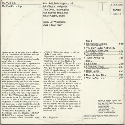 The Yardbirds London 1963 - The First Recordings! vinyl LP album (LP record) Spanish YDBLPLO285777