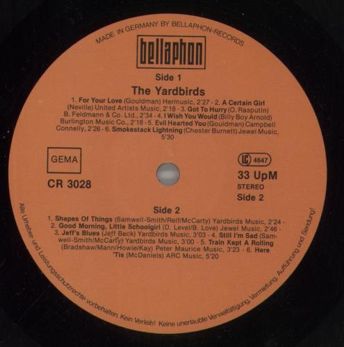 The Yardbirds The Yardbirds vinyl LP album (LP record) German YDBLPTH858985