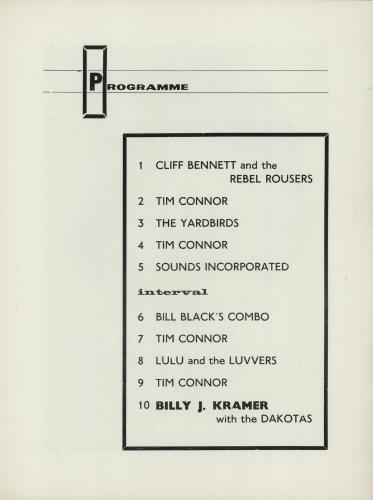 The Yardbirds Tour Programme tour programme UK YDBTRTO649157