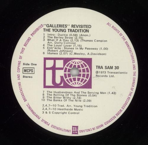 The Young Tradition Galleries Revisited vinyl LP album (LP record) UK YT-LPGA567753