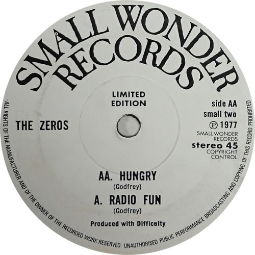 The Zeros (UK) Hungry 7" vinyl single (7 inch record / 45) UK W7M07HU624044