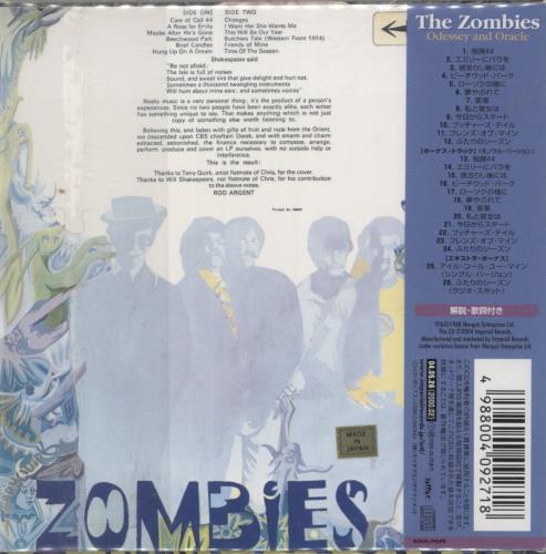 The Zombies Odessey And Oracle CD album (CDLP) Japanese ZOMCDOD888668