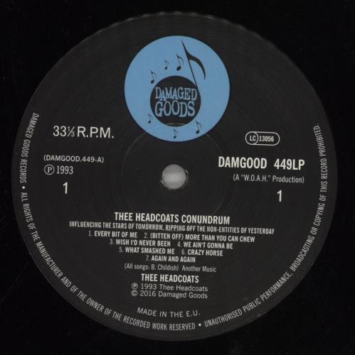 Thee Headcoats Conundrum - Black Vinyl vinyl LP album (LP record) UK HDCLPCO859188
