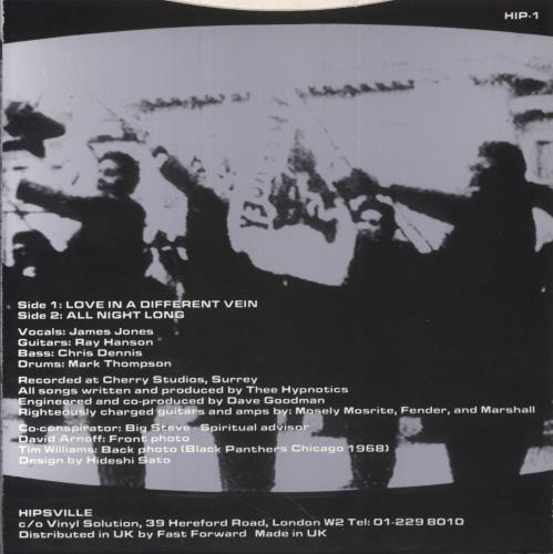 Thee Hypnotics Love In A Different Vein 7" vinyl single (7 inch record / 45) UK S-Q07LO503107