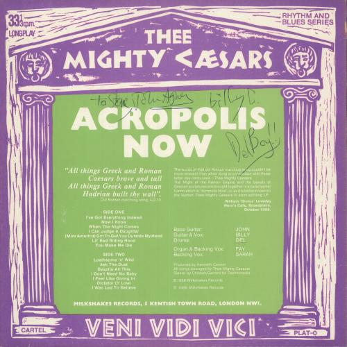 Thee Mighty Caesars Acropolis Now -Autographed vinyl LP album (LP record) UK TXFLPAC746314