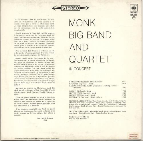 Thelonious Monk Big Band And Quartet In Concert vinyl LP album (LP record) Dutch TM4LPBI693887