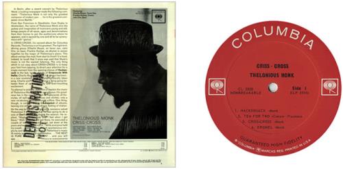 Thelonious Monk Criss-Cross vinyl LP album (LP record) US TM4LPCR442422