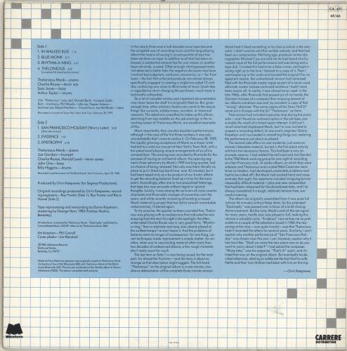 Thelonious Monk Evidence vinyl LP album (LP record) French TM4LPEV694440
