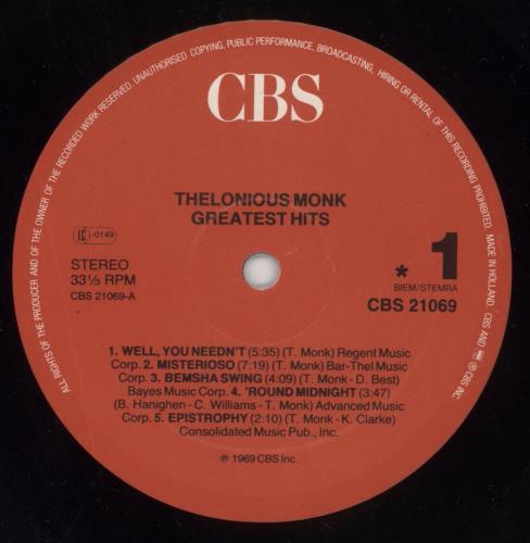 Thelonious Monk Greatest Hits vinyl LP album (LP record) Dutch TM4LPGR598501